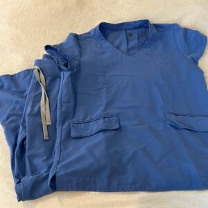 Figs light blue scrub set, Livingston petite pants, both size XS